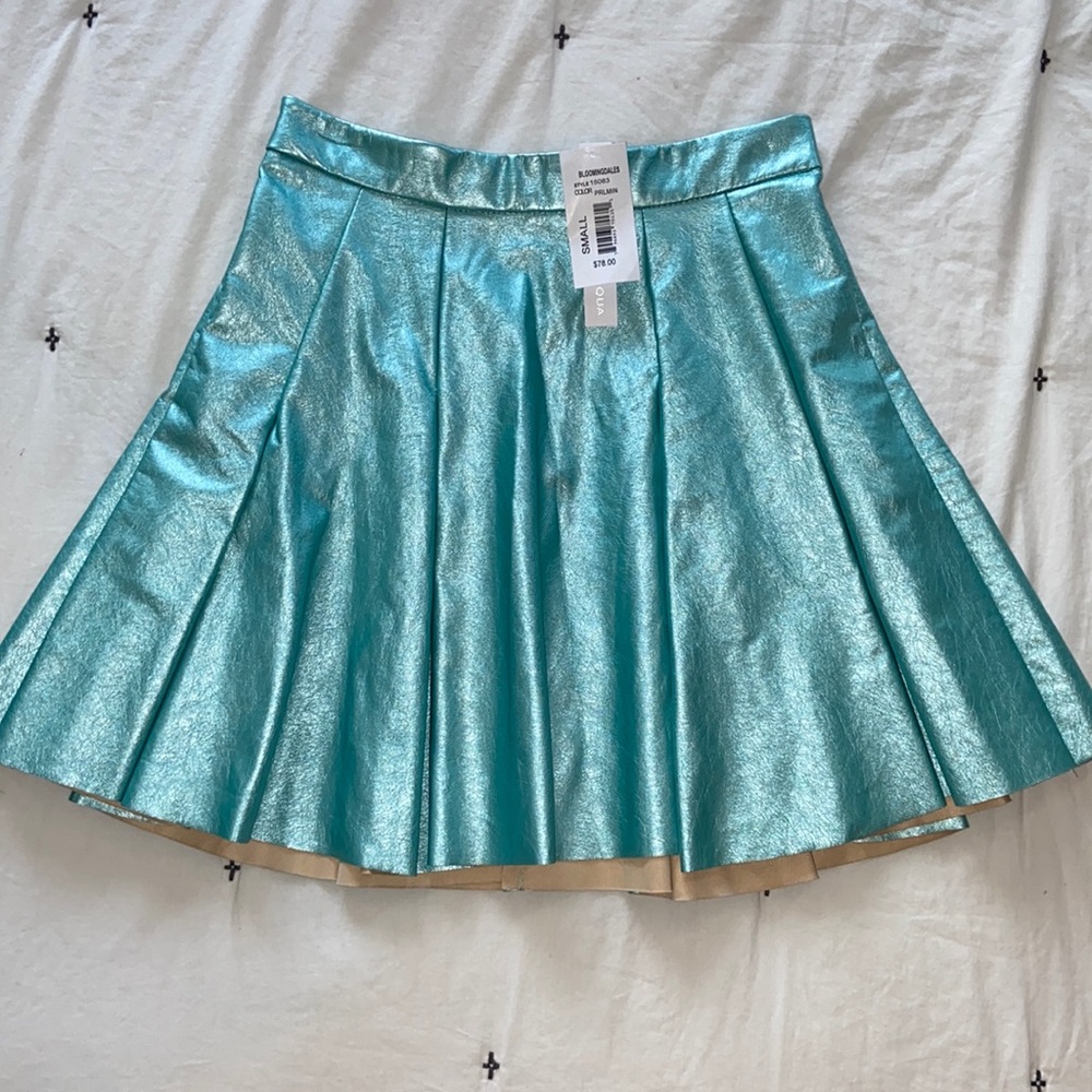 NWT Aqua Faux Leather Pleated Skirt